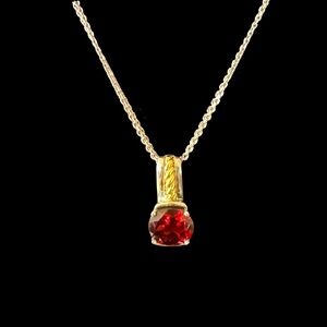 Sterling Silver Garnet Pendant Necklace